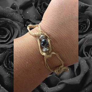 Snowflake Obsidian Hemp Bracelet - Nature-Inspired Gothic Armor Talisman - Boho